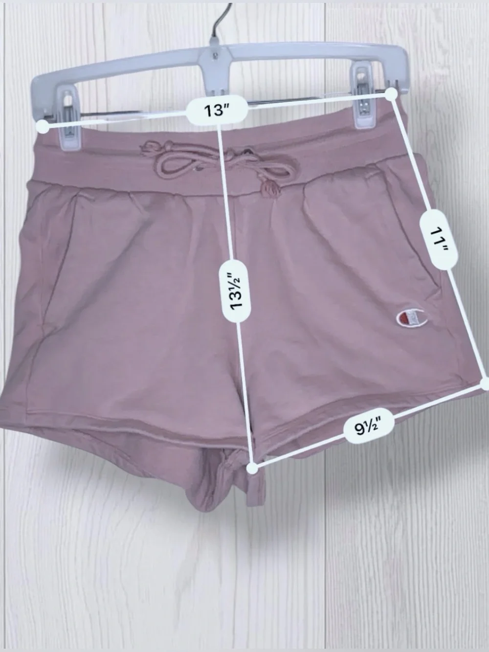 CHAMPION Dusty Rose Drawstring Athletic Sweat Shorts with Pockets